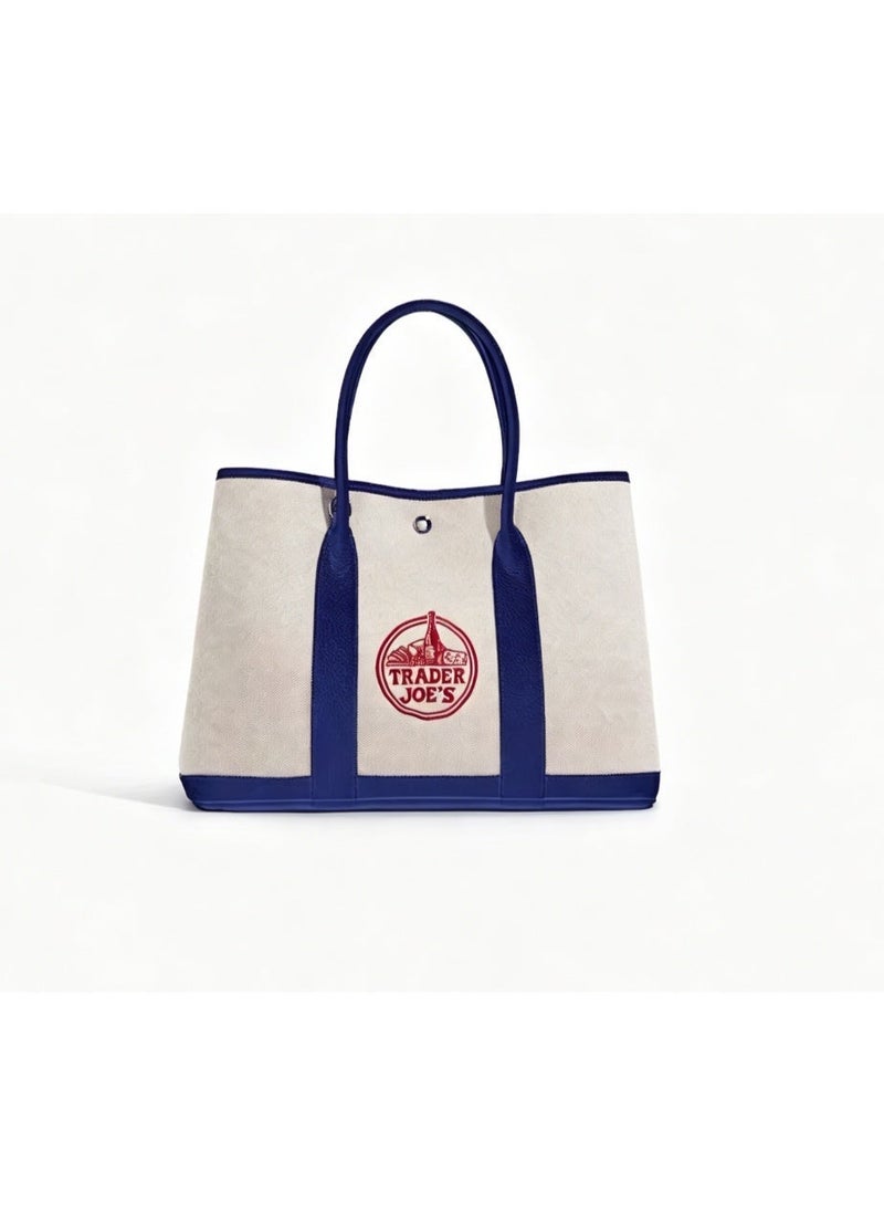 Trader Joe's Garden Bag, Embroidered Large-Capacity Canvas Tote Bag, Handheld, Shoulder & Crossbody Bag for Daily Shopping & Sundries - Image 1