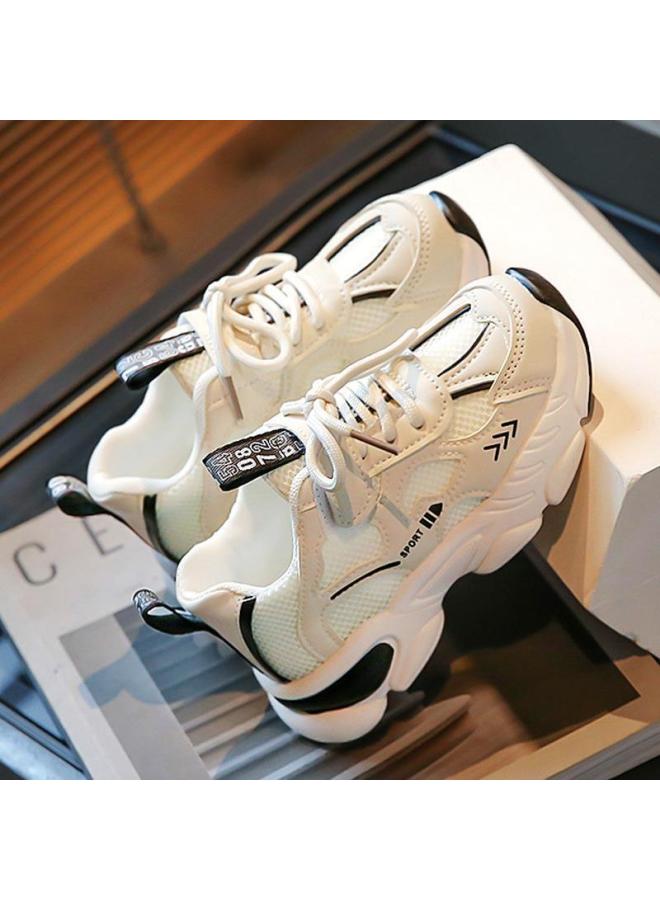 Children's Shoes Girls' Sports Shoes  Spring New Children's Soft Soled Dad's Shoes Medium And Large Children's Girls' Running White Shoes