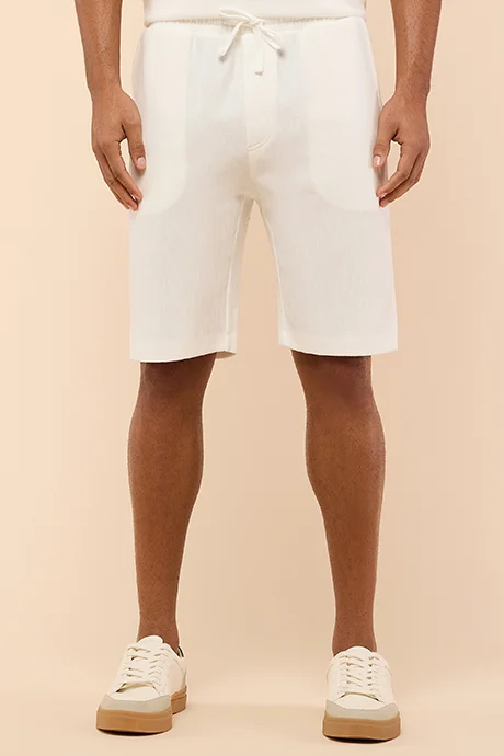 R&B Textured Shorts with Drawstring Waist