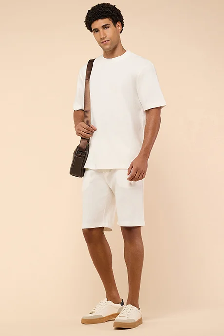 R&B Textured Shorts with Drawstring Waist