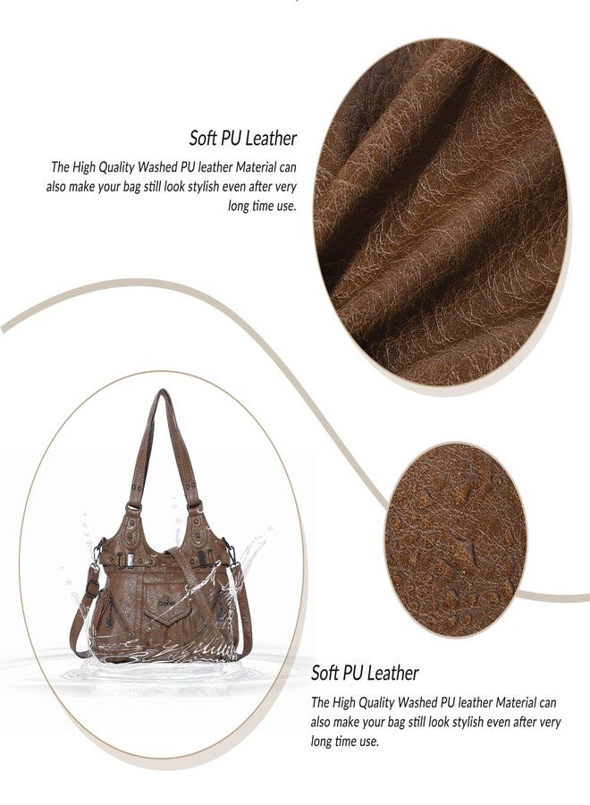 Angel Kiss Purses for Women Large Shoulder Bag Soft Hobo Bags for Women Brown - Image 5