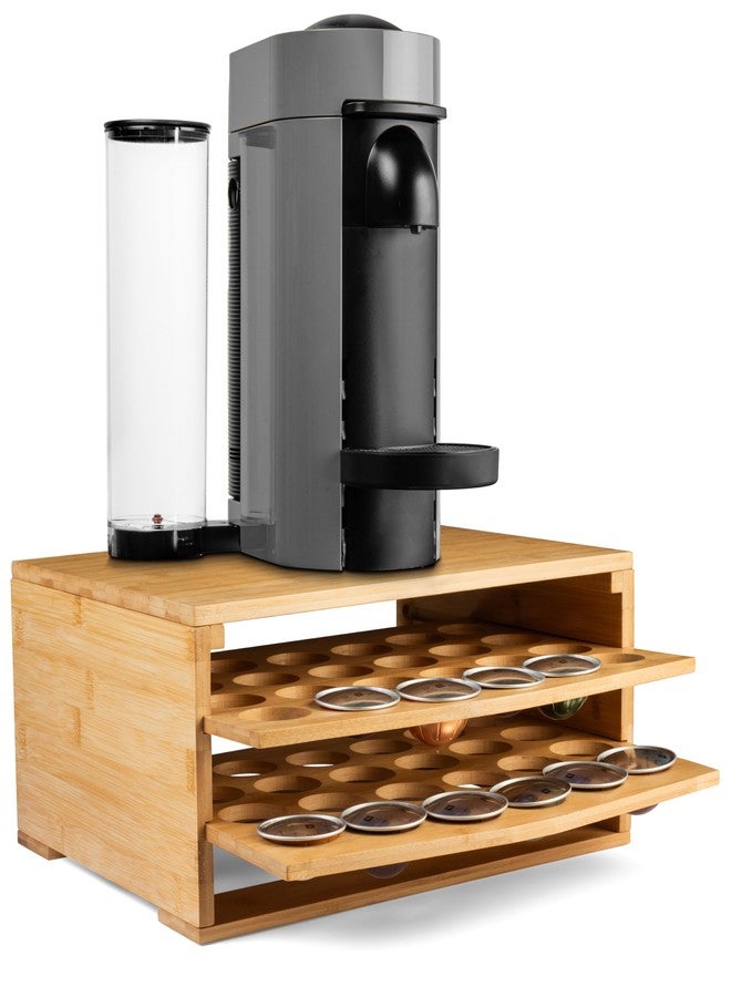 Homevative Coffee Stand for Vertuo w/Sliding Capsule Drawers, Natural Bamboo (Natural) - Image 3
