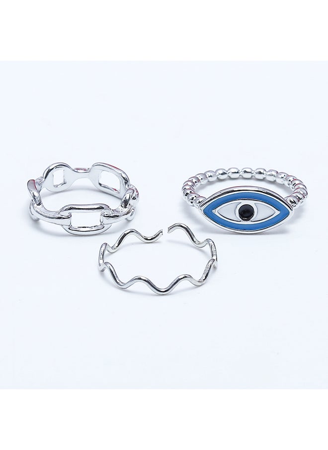 FLUFFY Open Eye Earing-Silver  - Image 2