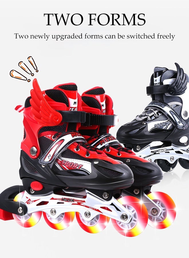 DUNISO Skating Shoes，Direct Skating Skates，Adjustable Inline Skates For Kids,Fun Flashing Beginner Inline Skates for Girls and Boys，Small Size (Sizes 26-32)，Red - Image 5