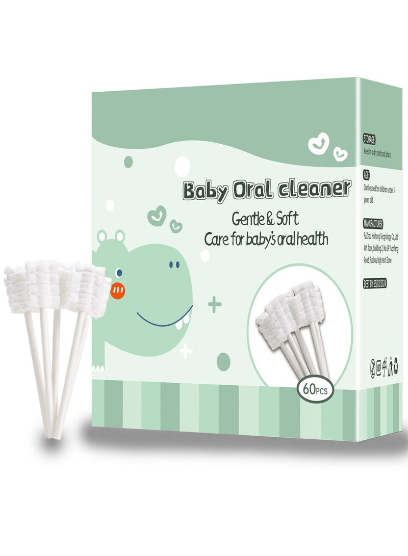 ULHYC 60pcs Disposable Baby Toothbrush Tongue Gum Gauze Cleaner for 0-36 Month Infant Newborn Kid Children Oral Care - Image 1