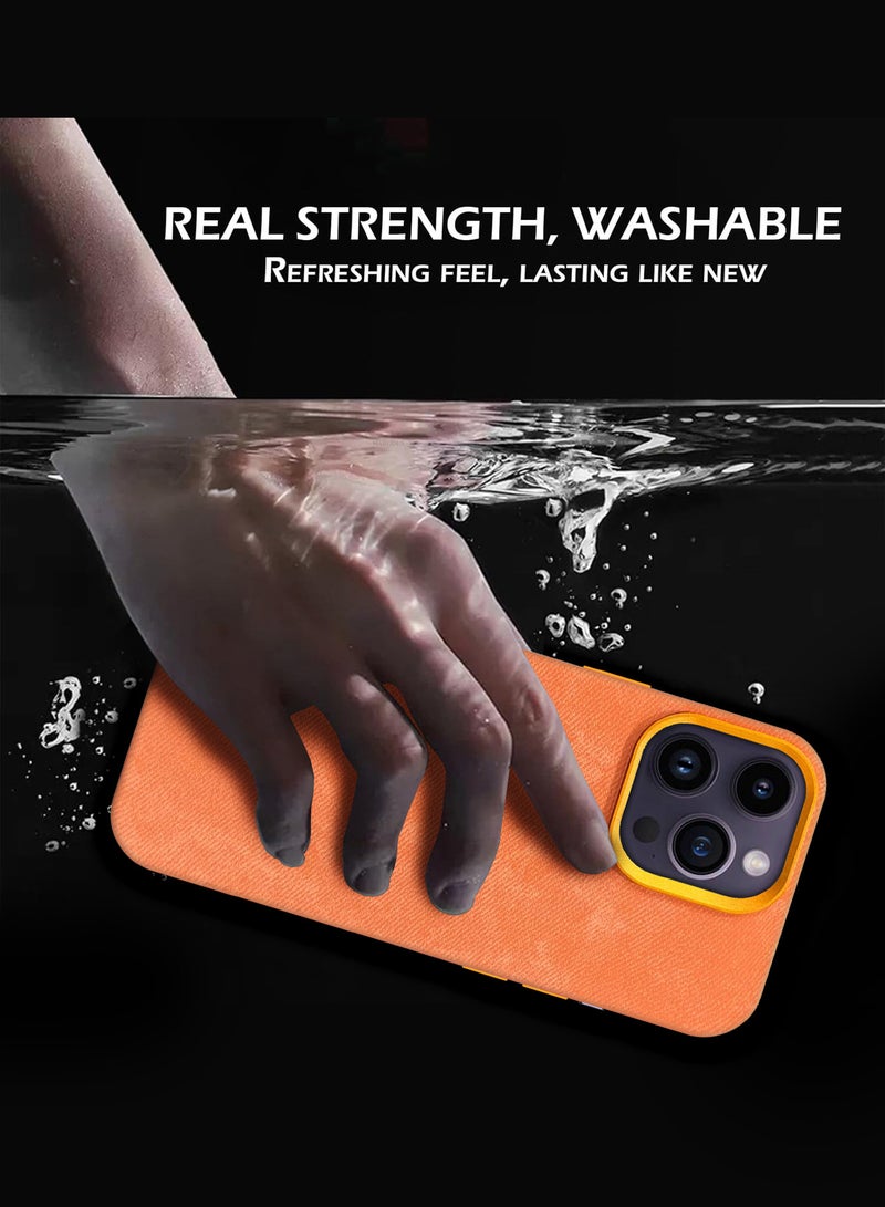 CATANES 2Packs iPhone 14 Pro Max Alcantara Case Cover Premium Quality Luxurious Soft Touch Protection with Metal Camera Frame with a 3D Screen Protector - Orange  - Image 5