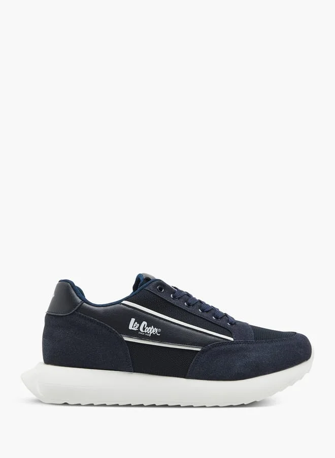Lee Cooper Men's Logo Print Panelled Lace-Up Sneakers