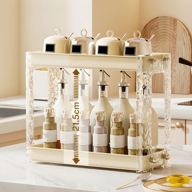 KREPS 2-Tier Countertop Organizer, Spice Rack for Kitchen Bathroom Countertop Storage, Cosmetics Skincare Shelf, Makeup Perfume Organizer Vanity Tray,1 Microfiber Cleaning Cloth Free.(Cream) - Image 5