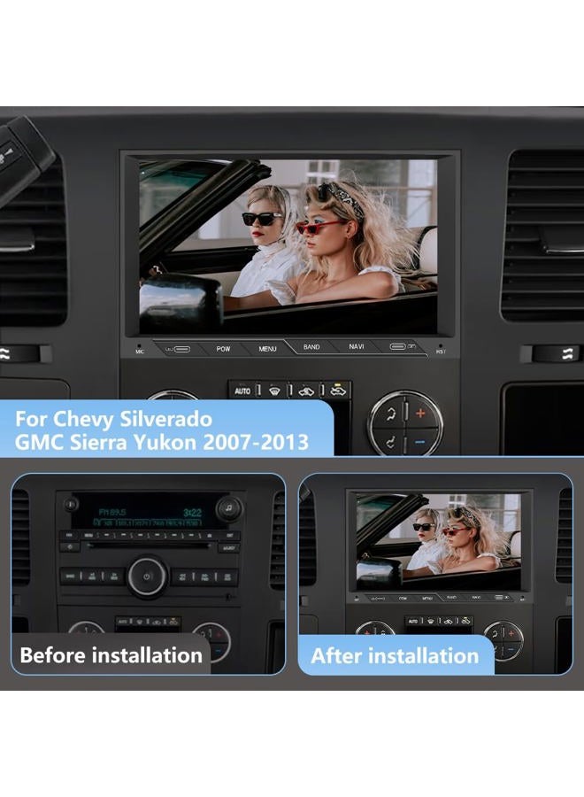 Vratzn Car Stereo for Chevy Silverado GMC Sierra Yukon 2007-2013 Head Unit Radio CarPlay Android Auto with GPS Navigation Bluetooth Backup Camera - Image 2