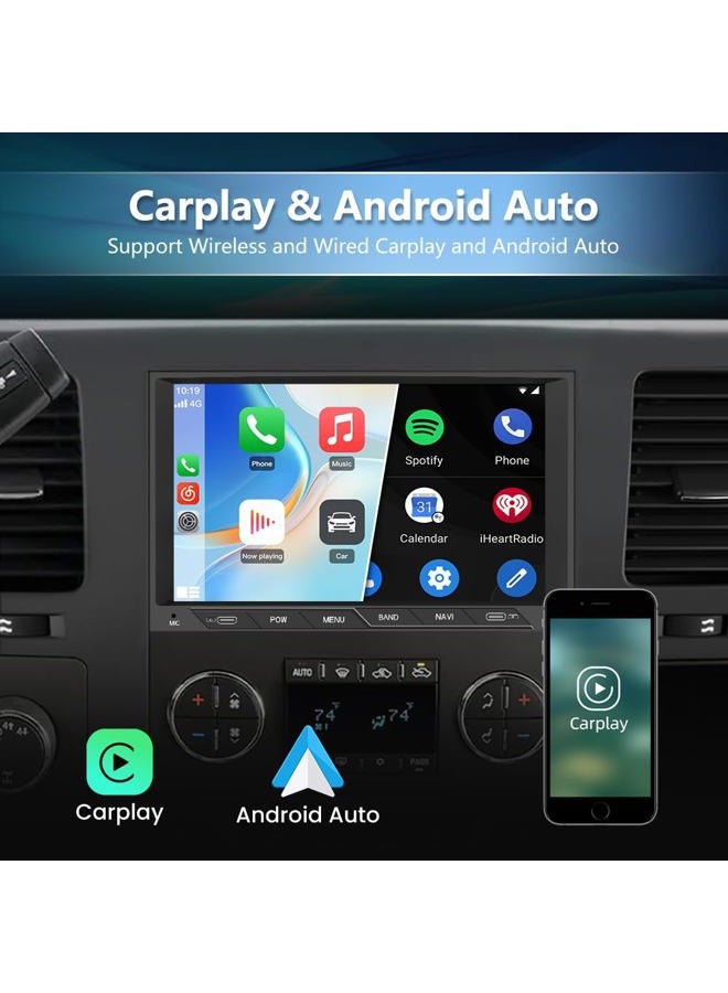 Vratzn Car Stereo for Chevy Silverado GMC Sierra Yukon 2007-2013 Head Unit Radio CarPlay Android Auto with GPS Navigation Bluetooth Backup Camera - Image 3