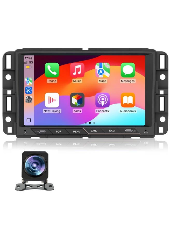 Vratzn Car Stereo for Chevy Silverado GMC Sierra Yukon 2007-2013 Head Unit Radio CarPlay Android Auto with GPS Navigation Bluetooth Backup Camera - Image 1