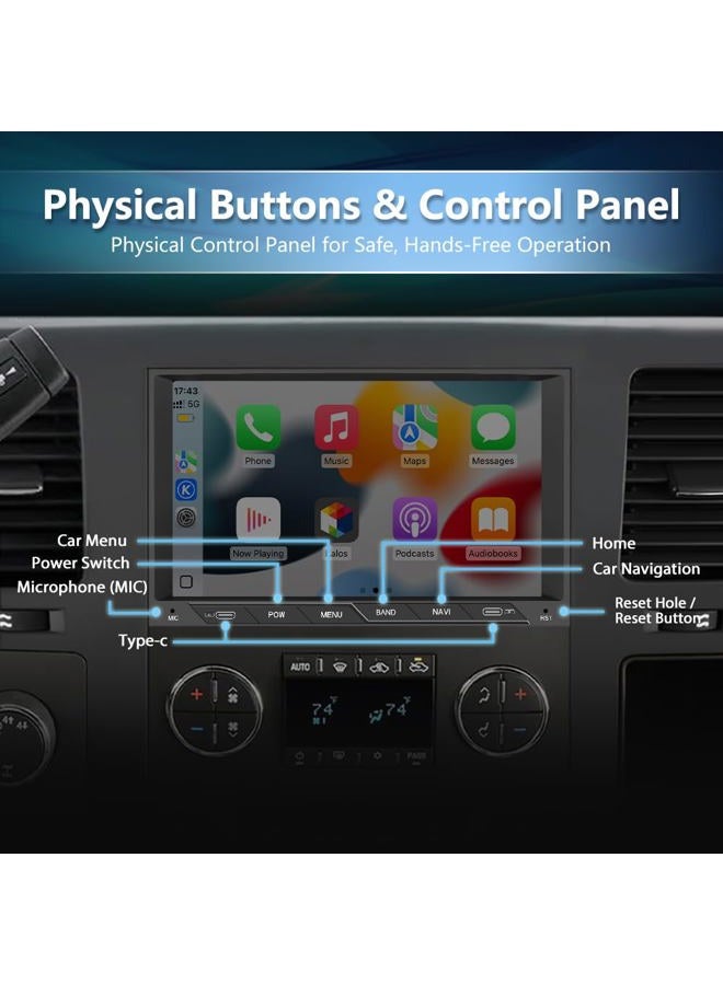Vratzn Car Stereo for Chevy Silverado GMC Sierra Yukon 2007-2013 Head Unit Radio CarPlay Android Auto with GPS Navigation Bluetooth Backup Camera - Image 4