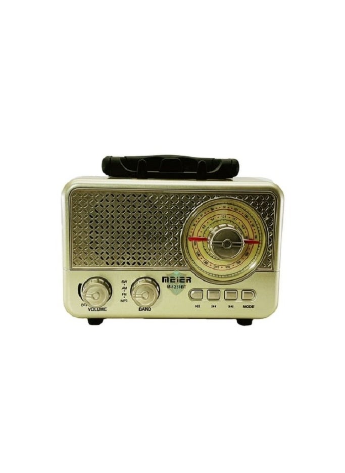Meier - Rechargeable Radio with Wireless Connection/MP3-PT Player /USB/TF Card/AUX(M-1231BT (Golden)) - Image 1
