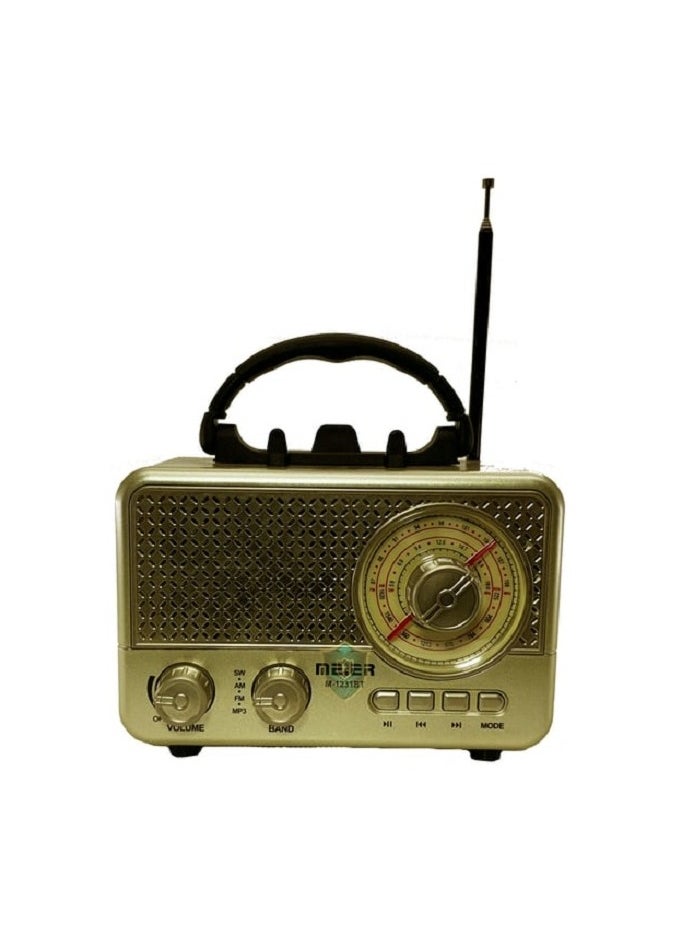 Meier - Rechargeable Radio with Wireless Connection/MP3-PT Player /USB/TF Card/AUX(M-1231BT (Golden)) - Image 1