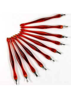 SING F LTD SING F LTD 10PCS Red Nail Art Tips Cuticle Pusher Remover Trimmer with Round Tail Set 