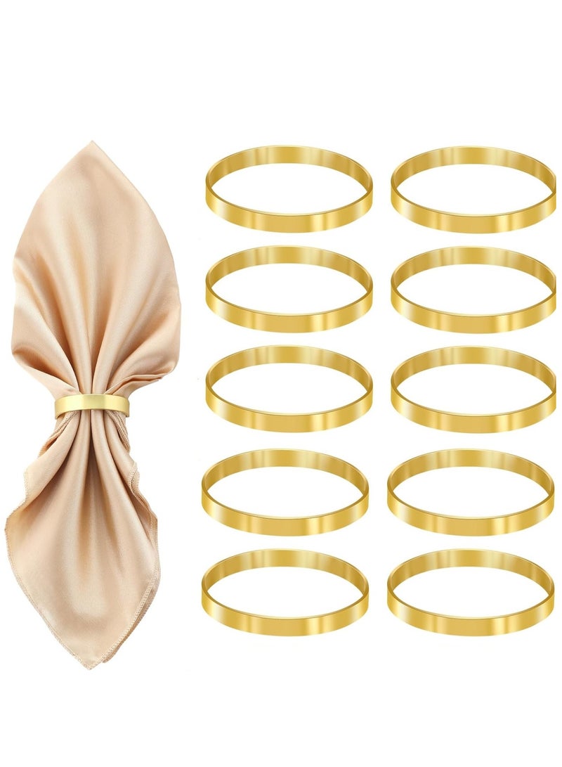 Gold Napkin Rings Set of 10, Round Metal Gold Napkin Holder Buckles, Napkin Holders Buckles for Family Dinner, Wedding, Party,Table Decorations - Image 1