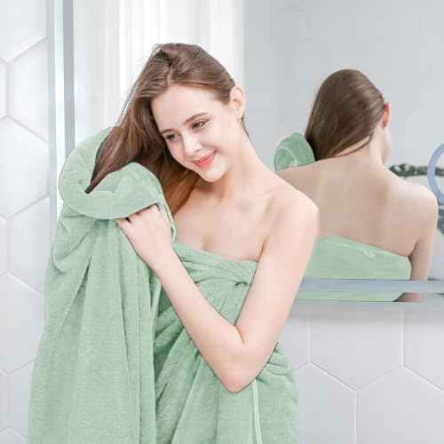MAXOSHINE Microfiber Towels for Bath Large Size-Super Soft Coral Fleece Bathing Towel Hook Quick Dry Super Absorbent-Bath Towel for Men and Women-70x140 cm (Pista Green, Pack of 1) - Image 4