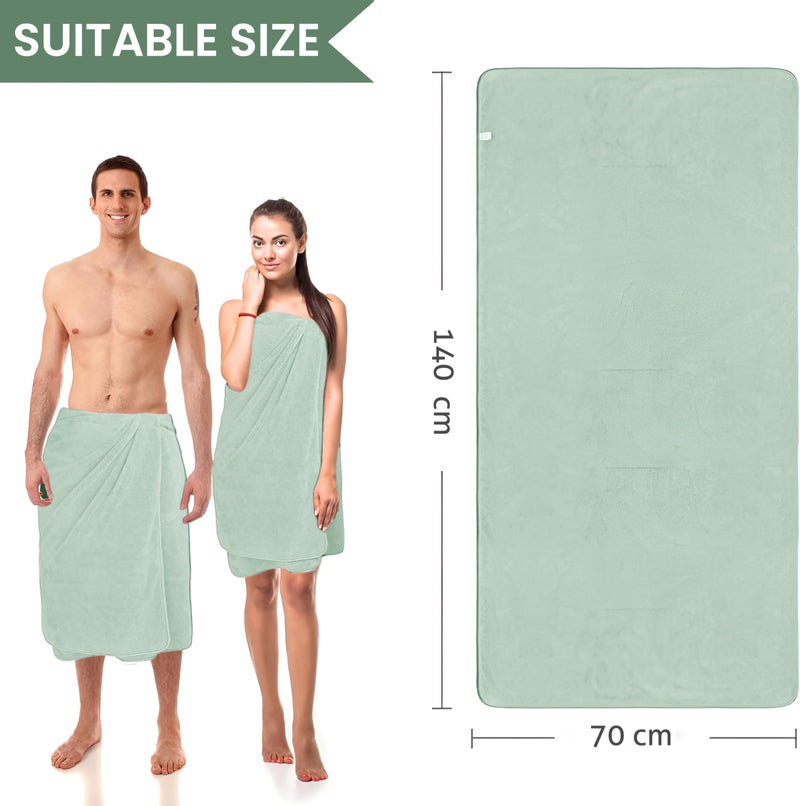 MAXOSHINE Microfiber Towels for Bath Large Size-Super Soft Coral Fleece Bathing Towel Hook Quick Dry Super Absorbent-Bath Towel for Men and Women-70x140 cm (Pista Green, Pack of 1) - Image 3
