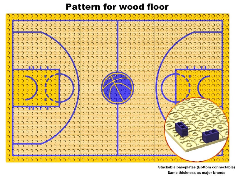 Nicolababe Building Blocks - Basketball Court Baseplates and Sets of 2 Basketball Hoop Basketball Goal Building Bricks for Basketball Game - Compatible with Major Brands (Basketball Playset/Blue) - Image 3