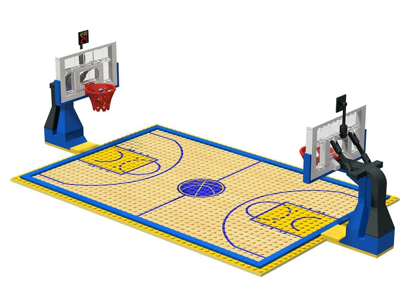 Nicolababe Building Blocks - Basketball Court Baseplates and Sets of 2 Basketball Hoop Basketball Goal Building Bricks for Basketball Game - Compatible with Major Brands (Basketball Playset/Blue) - Image 2