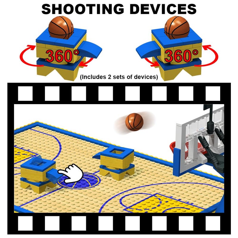 Nicolababe Building Blocks - Basketball Court Baseplates and Sets of 2 Basketball Hoop Basketball Goal Building Bricks for Basketball Game - Compatible with Major Brands (Basketball Playset/Blue) - Image 4
