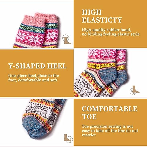 ICEIVY 5 Pair Fuzzy Cozy Fluffy Socks for Women, Warm Comfy Soft Casual Home Sleep Winter Wool Socks, Gifts for Women - Image 2