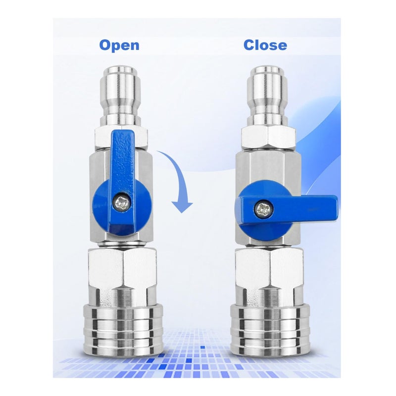 SOLARAE Heavy Duty High Pressure Washer Ball Valve Kit 3/8 NPT Quick Connector 4500 PSI for Power Washer Hose Control Water Flow Switch with Raw Material Belt - Image 4