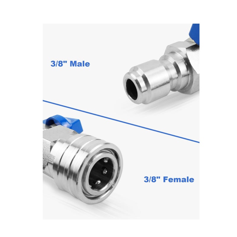 SOLARAE Heavy Duty High Pressure Washer Ball Valve Kit 3/8 NPT Quick Connector 4500 PSI for Power Washer Hose Control Water Flow Switch with Raw Material Belt - Image 3