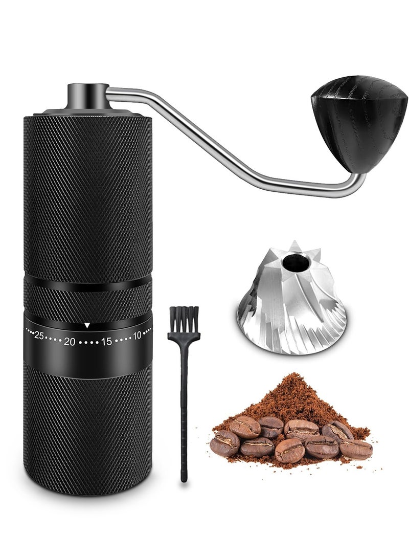 Manual Coffee Grinder 7 Star Steel Core Externally Adjustable Stainless Steel Conical Burrs Hand Grinding Coffee Grinder for Home, Kitchen (Black)  - Image 1