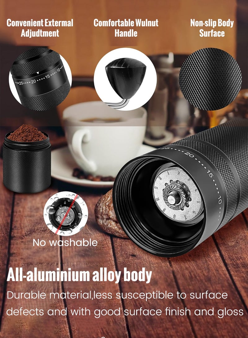 Manual Coffee Grinder 7 Star Steel Core Externally Adjustable Stainless Steel Conical Burrs Hand Grinding Coffee Grinder for Home, Kitchen (Black)  - Image 4