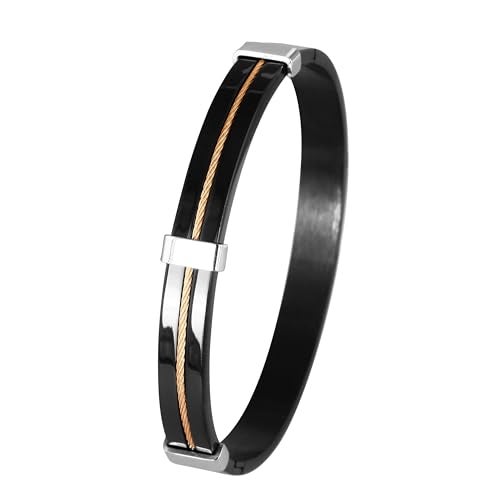 MEENAZ Bracelet for Man Black Stylish Boys brother boyfriend gents/Fashion Kada for men/Rakhi Bracelets for Men Metal/Stainless Steel Kada Hand Mens Kadas Bracelet valentine Gift open kada - Image 1