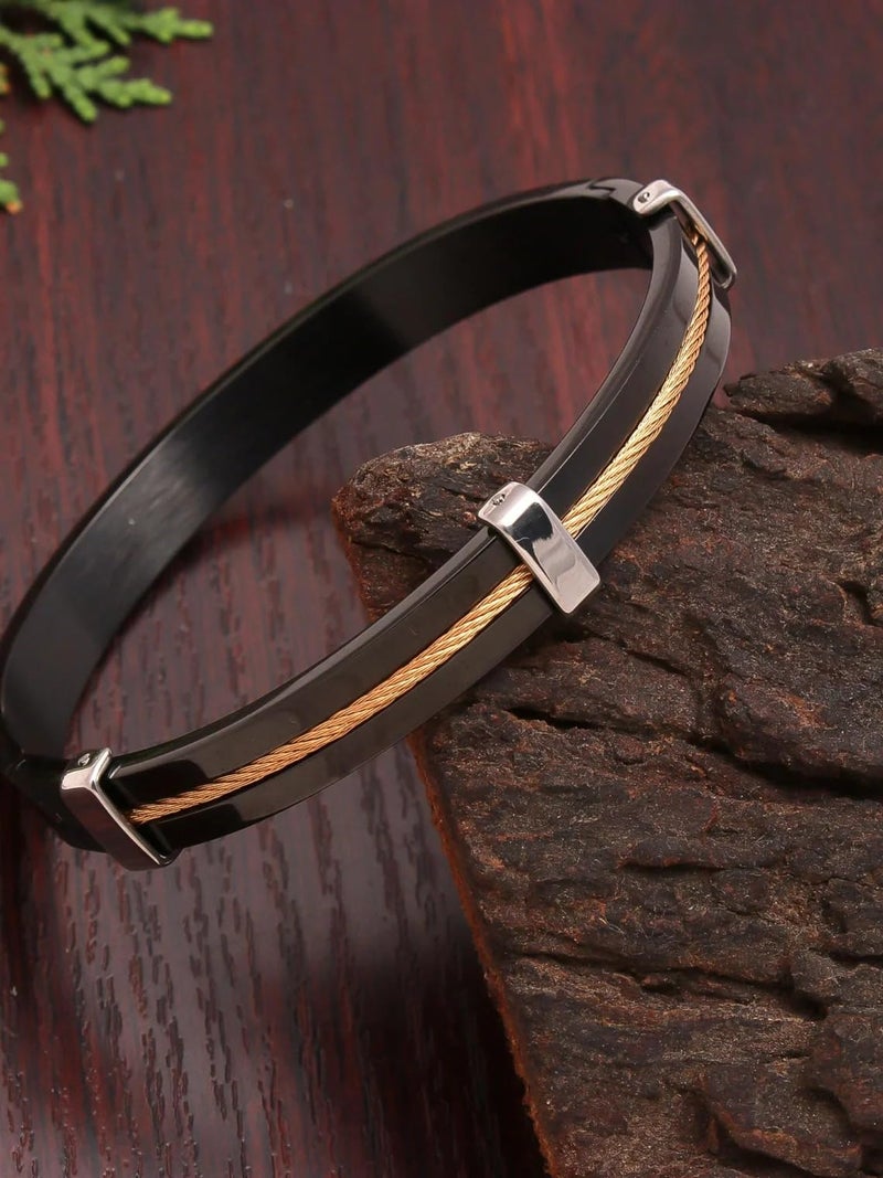 MEENAZ Bracelet for Man Black Stylish Boys brother boyfriend gents/Fashion Kada for men/Rakhi Bracelets for Men Metal/Stainless Steel Kada Hand Mens Kadas Bracelet valentine Gift open kada - Image 4