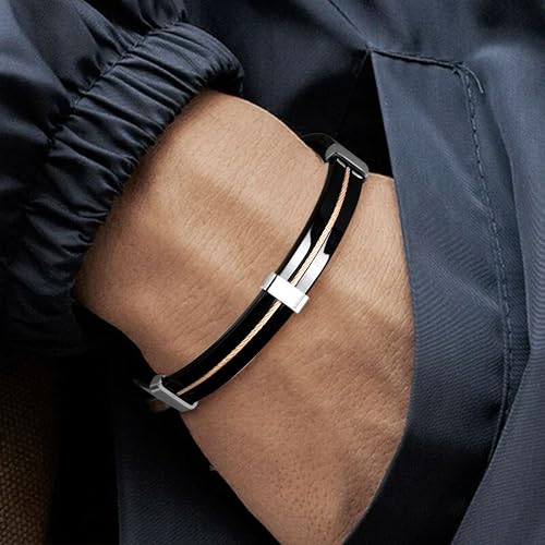 MEENAZ Bracelet for Man Black Stylish Boys brother boyfriend gents/Fashion Kada for men/Rakhi Bracelets for Men Metal/Stainless Steel Kada Hand Mens Kadas Bracelet valentine Gift open kada - Image 3