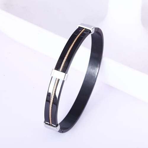 MEENAZ Bracelet for Man Black Stylish Boys brother boyfriend gents/Fashion Kada for men/Rakhi Bracelets for Men Metal/Stainless Steel Kada Hand Mens Kadas Bracelet valentine Gift open kada - Image 5