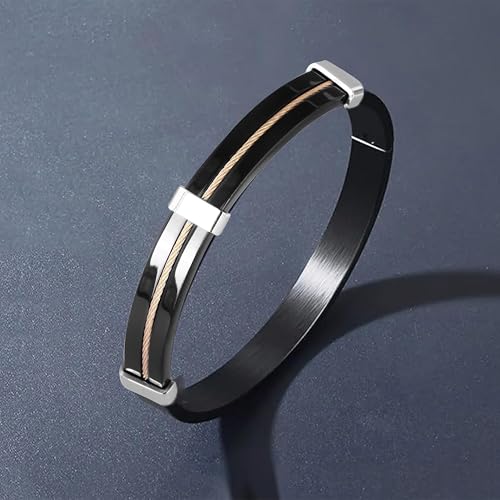 MEENAZ Bracelet for Man Black Stylish Boys brother boyfriend gents/Fashion Kada for men/Rakhi Bracelets for Men Metal/Stainless Steel Kada Hand Mens Kadas Bracelet valentine Gift open kada - Image 2