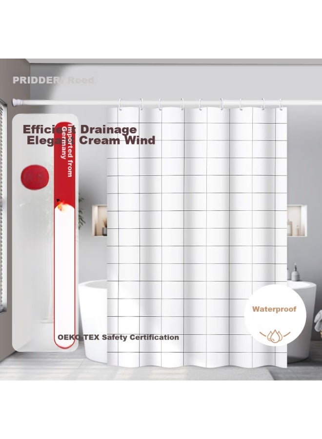 Ridder German Imported Shower Curtain, No Drilling Required, Waterproof, Bathroom Shower Parion, Short Style, 1.2*1.8 Meters