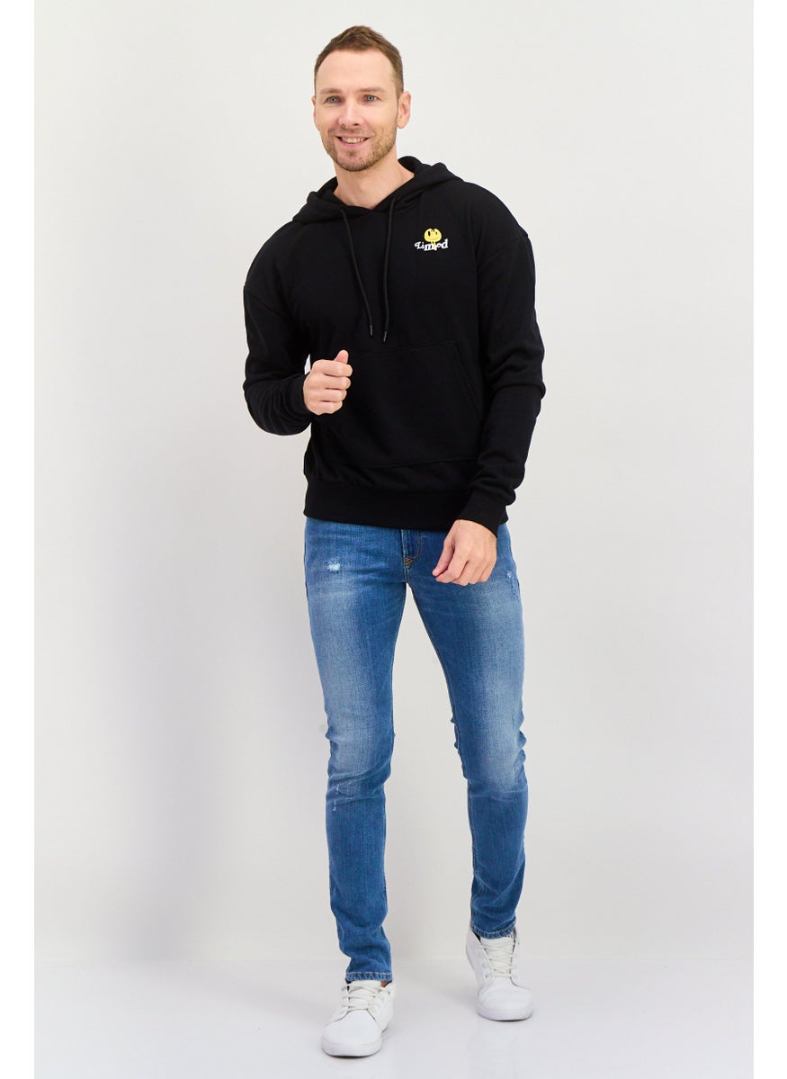 Night Addict Men Hooded Long Sleeve Graphic Print Sweatshirt, Black  - Image 3