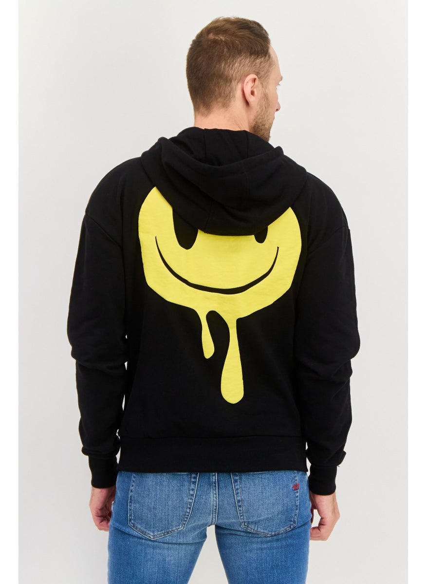 Night Addict Men Hooded Long Sleeve Graphic Print Sweatshirt, Black  - Image 2