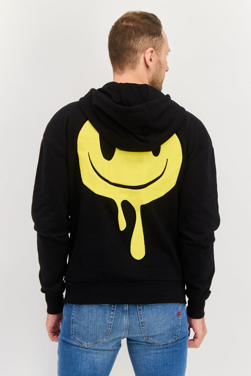 Night Addict سويت شيرت رجالي بغطاء رأس بأكمام طويلة وطباعة جرافيك، أسود - Image 2