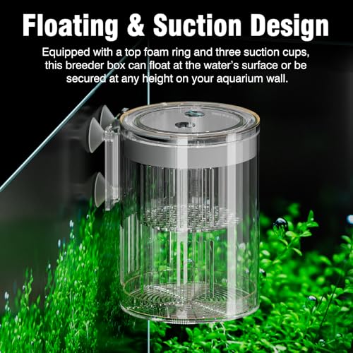 FKSC Floating Acrylic Breeder Box for Fish Tank - Aquarium Isolation Separator Hatchery Incubator for Guppy, Betta, Clownfish, Coral, Baby & Injured Fish - Image 4