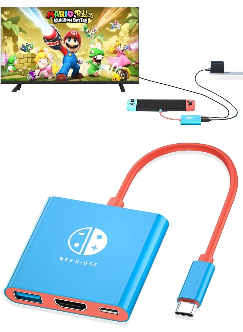 فليفيو قاعدة توصيل Switch لجهاز Nintendo Switch وOLED، قاعدة توصيل Nintendo Switch للتلفزيون، ملحقات قاعدة Nintendo Switch، قاعدة سفر محمولة لجهاز Switch، محول USB C إلى HDMI لجهاز Steam Deck/MacBook/الكمبيوتر المحمول - Image 1