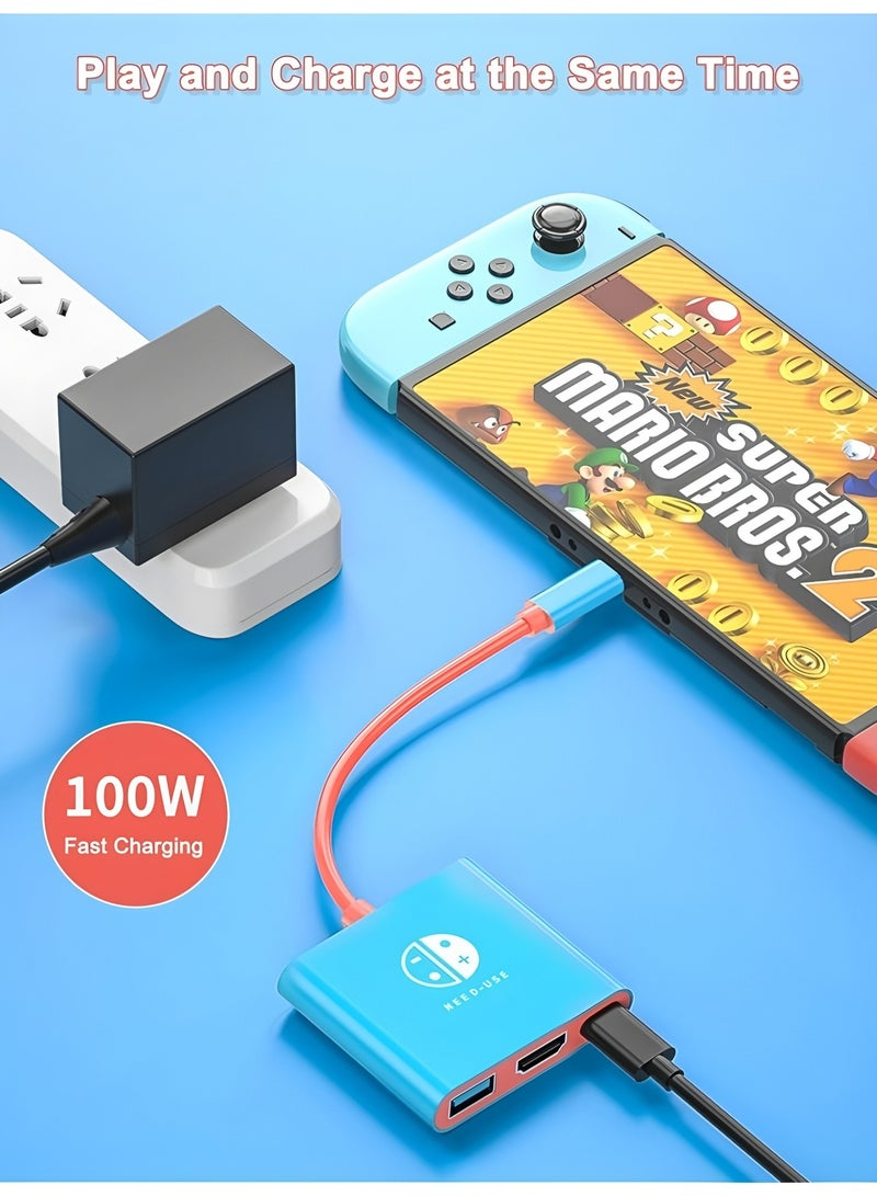فليفيو قاعدة توصيل Switch لجهاز Nintendo Switch وOLED، قاعدة توصيل Nintendo Switch للتلفزيون، ملحقات قاعدة Nintendo Switch، قاعدة سفر محمولة لجهاز Switch، محول USB C إلى HDMI لجهاز Steam Deck/MacBook/الكمبيوتر المحمول - Image 3