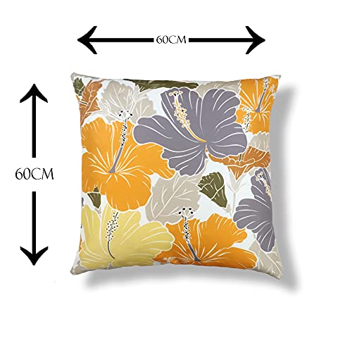 IM FAB IMFAB Ikat Yellow&Grey Digital Printed Decorative Canvas Cotton Cushion Covers Set of 5 pcs(60x60 Cms,24x24 Inchs) - Image 5