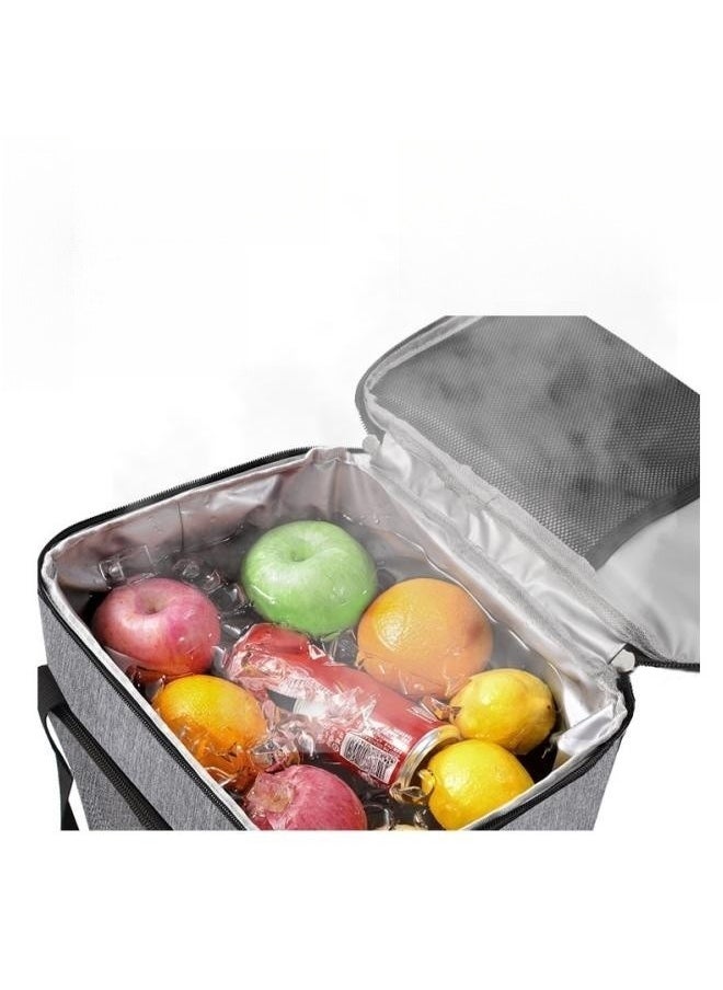 WAOKN 15L Insulated Lunch Box Waterproof Oxford Cloth Picnic Bag Outdoor Ice Pack Thickened Portable Adult Lunch Box Suitable for Beach, Camping, Barbecue, Family Outdoor Activities (Grey)  - Image 5