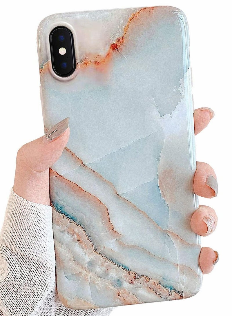 Y&D iPhone Xs Max Case 6.5-inch, Luxury Grey Marble Design Graphics Stone Pattern Ultra Slim Thin Flexible Bumper Soft Rubber TPU Silicone Protective Phone Cover for Girls Womens Agate Slice - Image 1
