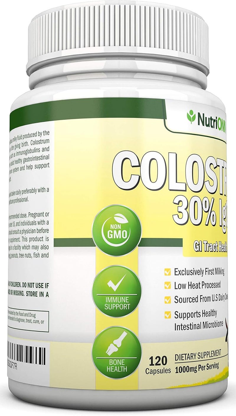 NutriONN Colostrum  1000mg  120 Capsules  30 IgG  NonGMO US Dairy  First Milking Bovine Colostrum  Low Heat Processed  Great for GI Tract Health  Immune Support  Bone and Muscle Health - Image 4