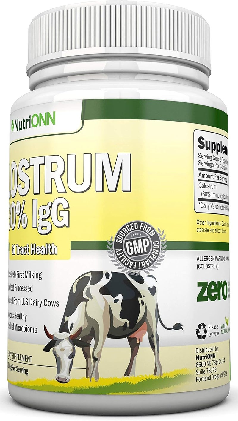 NutriONN Colostrum  1000mg  120 Capsules  30 IgG  NonGMO US Dairy  First Milking Bovine Colostrum  Low Heat Processed  Great for GI Tract Health  Immune Support  Bone and Muscle Health - Image 5
