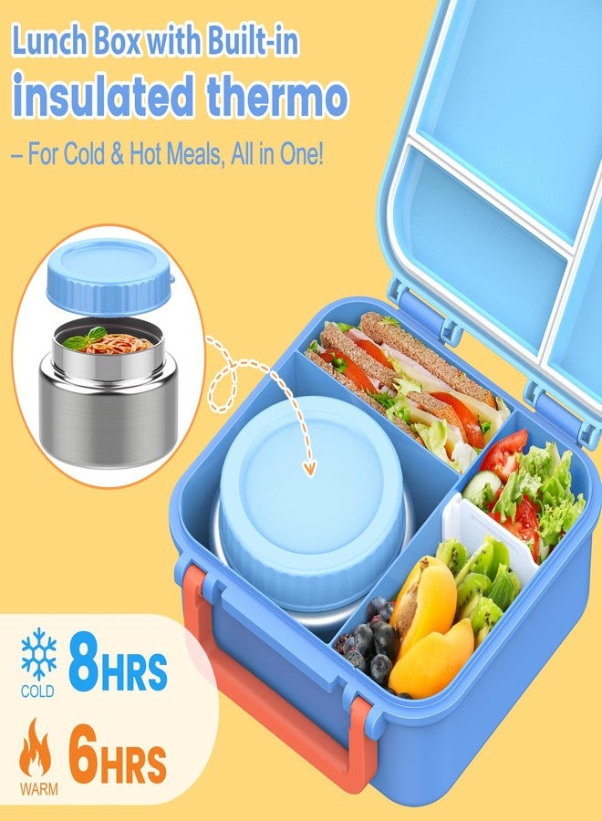 JOOPETALK Bento Lunch Box for Kids with 9oz Thermo, Leak-proof Lunch Containers with 3 Compartments,Kids-friendly Size,Durable/Dishwasher Safe Lunch Box for School Outdoors-Blue - Image 3