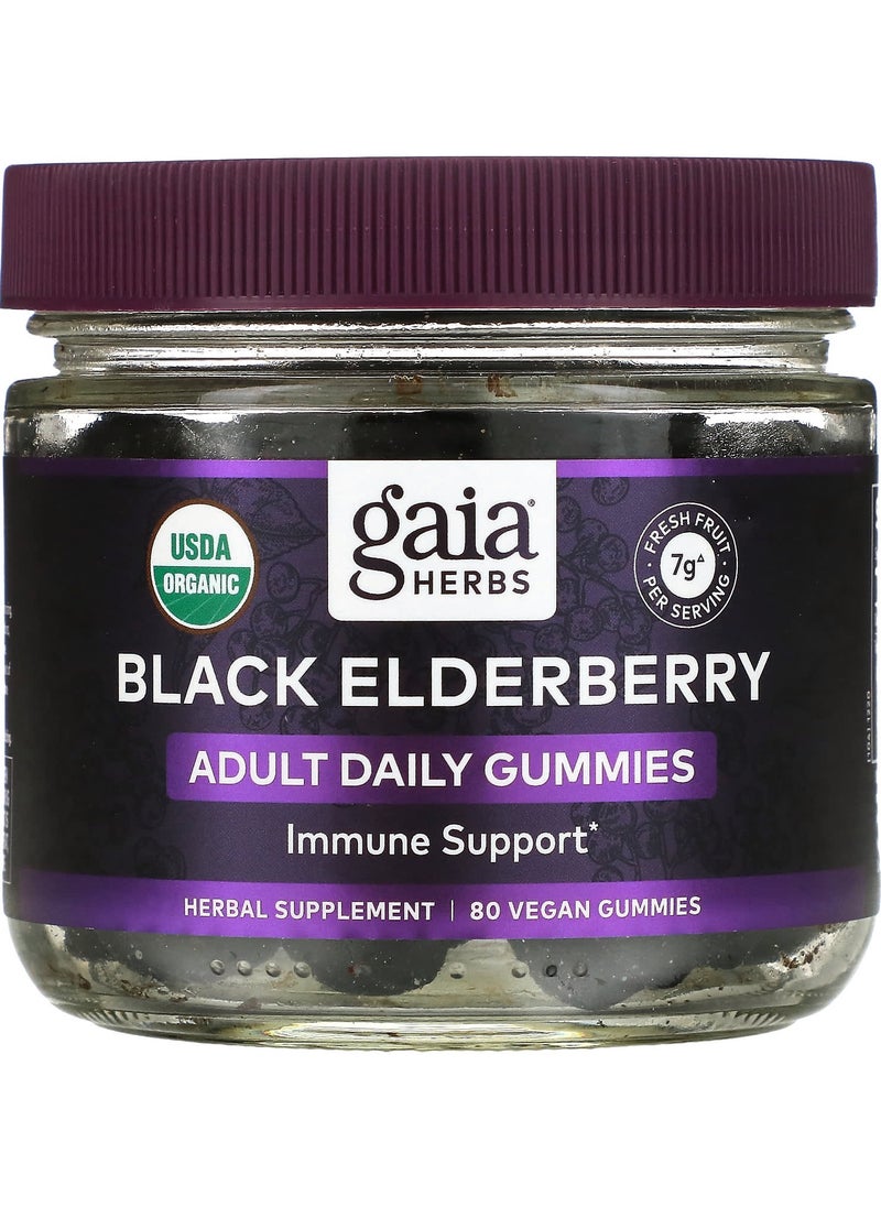 Gaia Herbs Black Elderberry Immune Support Adult Daily Gummies, 80 Vegan Gummies 