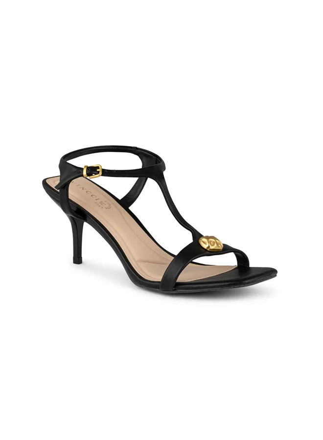 فينتشي حزام الكاحل للنساء صنادل الكعب المتوسط